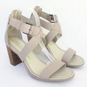 Ecco Block Sandel Strappy Heels Adjustable Straps Size 9 Summer Danish Fashion